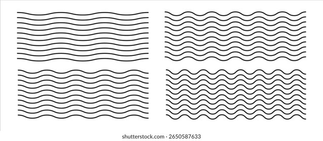Waves line set. Wave ornament pattern. Set of wavy zigzag lines. Wave thin line background. Vector zigzag and wavy horizontal underline. Vector