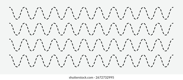 Conjunto de líneas de ondas. Patrón de adorno de onda. 