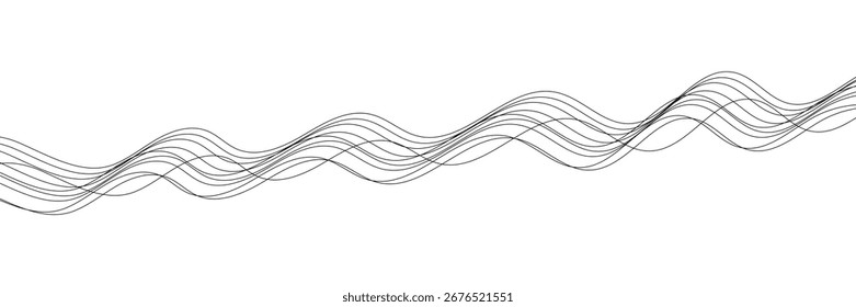 Conjunto de líneas de ondas. Línea. Patrón de adorno de onda. Conjunto de líneas onduladas en zigzag. Fondo de línea delgada ondulada. Vector en zigzag y subrayado Horizontal ondulado. Ilustración vectorial EPS10