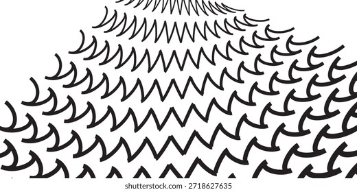 Linha de ondas definida. Padrão de ornamento de onda. Conjunto de linhas onduladas em ziguezague. Plano de fundo de linha fina de onda. Ziguezague vetorial e sublinhado ondulado horizontal. Ilustração vetorial 