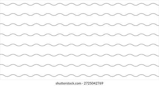 Conjunto de líneas de ondas. Patrón de adorno de onda. Conjunto de líneas onduladas en zigzag. Fondo de línea delgada ondulada. Vector en zigzag y subrayado Horizontal ondulado. Ilustración vectorial 