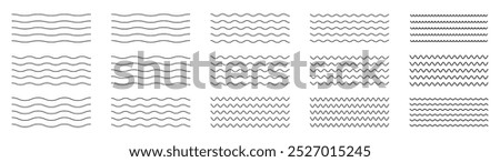 Waves line set. Wave ornament pattern. Set of wavy zigzag lines. Wave thin line background. Vector zigzag and wavy horizontal underline. Vector illustration 