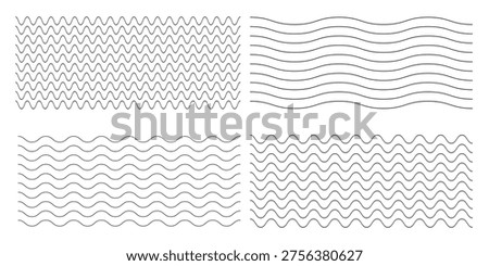 Waves line set. Wave ornament pattern. Set of wavy zigzag lines. Wave thin line background. Vector zigzag and wavy horizontal underline. Vector