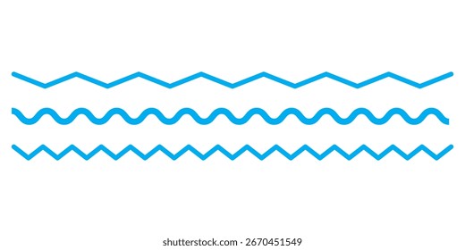 Conjunto de líneas de ondas. Vector de líneas de garabato ondulado.