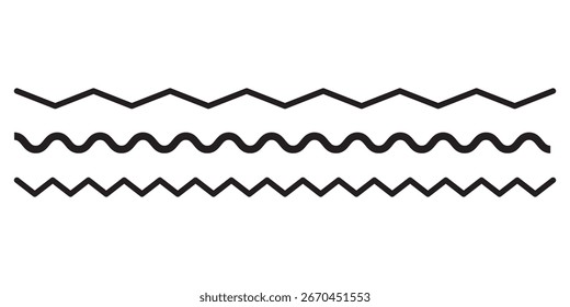 Linha de ondas definida. Vetor de linhas ondulado.