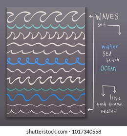 Waves line vector collection, art banners and borders set, horizontal creative elements for design