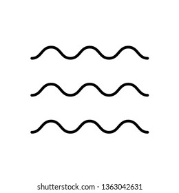 Waves line vector icon isolated on white background. Black outline symbol