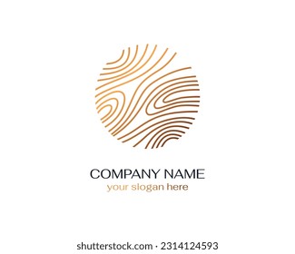 Waves linear logo. Round logo of water or landscape with desert. Minimal emblem for environment, icon for travel, tourism and ecology