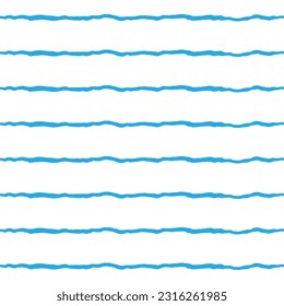 Waves linear seamless pattern background Cartoon doodle design for textile fabric Blue summer spring style Fashion print for clothes apparel greeting invitation card banner poster cover book flyer ad