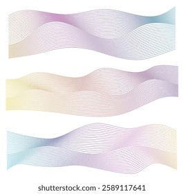 Waves lines Design for Healthy Lifestyle, Fitness, Medical, Wellness, Organic for Web-design, Banner, Brochure. Icon, Logo, and Background made of wave, Lines, and Spirals. Holyday Patterns