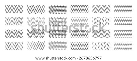 Waves lines with editable stroke. Thin outline background. Wavy ornament. Geometric pattern. Set of zigzag. Vector underline. Vector illustration.