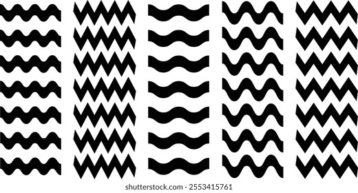 Waves lines set.  Set of wavy zigzag lines. Wave thin line background. Wavy thin stripes pattern. vector illustration eps 10.