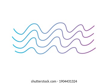Waves lines symbol isolated vector, sea or ocean water, sound signal, abstract design element.