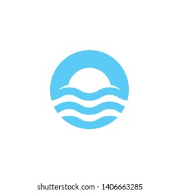 waves logo, circle wave symbol, blue around water splash icon