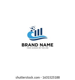 Waves logo design and growth chart template