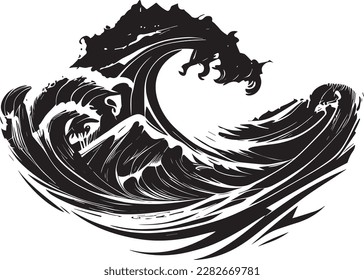 Waves Logo Monochrome Design Style