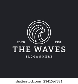 Waves logo vector icon illustration hipster vintage retro