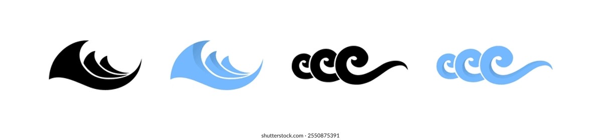 Waves logotype vector collection. Ocean concept wave logo set.