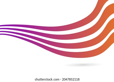 Waves of many colored lines. Abstract wavy lines on white background isolated. Creative line art. Design elements are created using the Blend Tool. Curved smooth ribbon