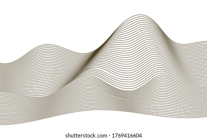 Waves of the many lines. Abstract wavy stripes on a white background isolated. Creative line art. Vector illustration EPS 10. Design elements created using the Blend Tool