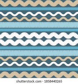 Olas. Mosaico con formas geométricas. Patrón sin foco. Diseño con eclosión manual. Textil. Ornamento étnico de boho. Ilustración vectorial para diseño web o impresión.