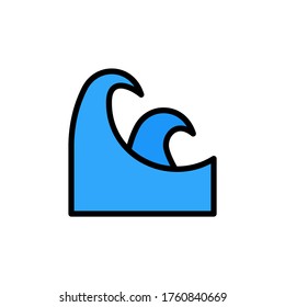 Olas, icono del océano. Color simple con elementos de vector de contorno para guardar iconos marinos para ui y ux, sitio web o aplicación móvil