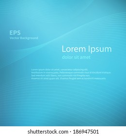 Waves on Blue Background. Abstract Vector Template.