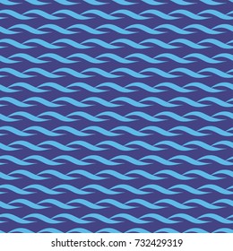 Waves on a blue background. Wallpaper, seamless. Plain. Can be used for packaging, labels, postcards. Abstract