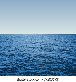 waves on sea with horizon, vector illustration