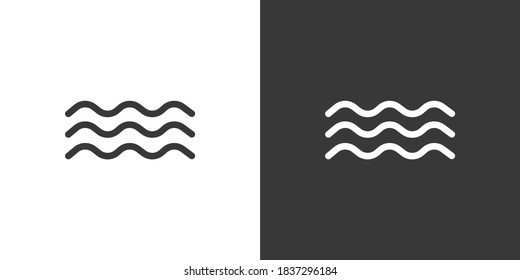 Olas en el mar. Icono aislado sobre fondo blanco y negro. Ilustración de vectores meteorológicos