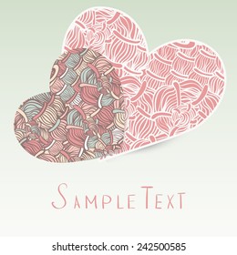 Waves ornament  with Heart Card. Valentine's day card.