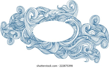 Wave's ornamental frame, vector illustration