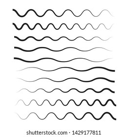 Waves outline icon. Wave thin line symbol. set of zigzag and wave borders