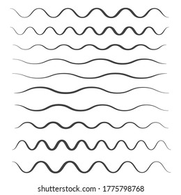 Waves outline icon. Wave thin line symbol. set of zigzag and wave borders