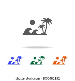waves of palm trees island icon. Element of Beach holidays multi colored icons for mobile concept and web apps. Thin line icon for website design and development, app development on white background