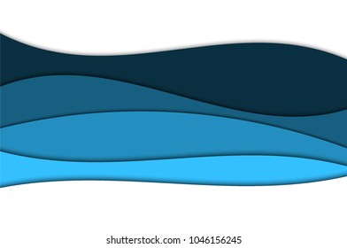 Waves. Paper cut 3D abstract background