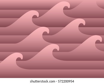 Waves in paper design, origami style, background