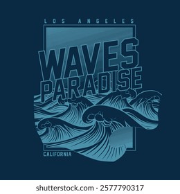 Waves Paradise los angeles California Ocean sea print graphic tee