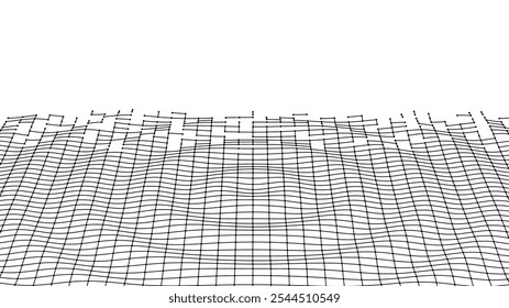 Ondas de partículas. Plano de fundo da tecnologia de linhas. Padrão para apresentações. Modelo abstrato de ondas líquidas. Ilustração vetorial