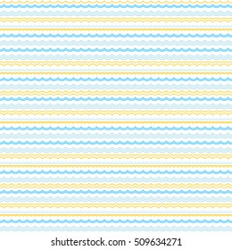 Waves pattern. Abstract seamless wavy chevrons and scallops background. Borders, brush strokes, dividers set.