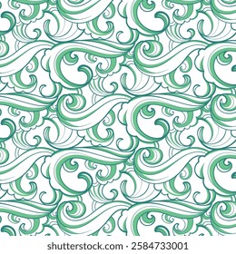 waves pattern. hand drawn waves illustration background.