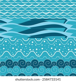 waves pattern. hand drawn waves illustration background.