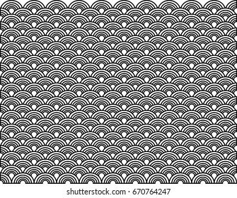 waves pattern - illustration, sea, black and white Paintings, scales,.