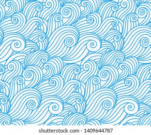 Waves Pattern. Vector Seamless Wavy Background.

