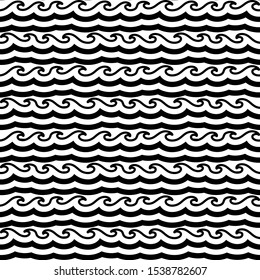 Waves pattern. Vector seamless wavy background.