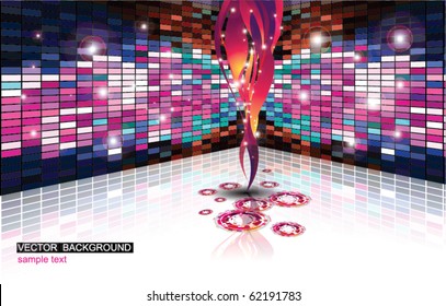 Waves in perspective box. Vector Background. Eps 10