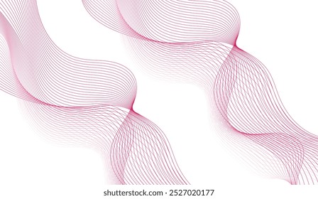 Waves of pink lines Abstract wavy on a white background