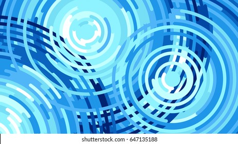 Waves from the rain, water drop, Vector flat illustration