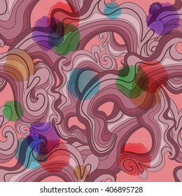 waves reefs pattern seamless watercolor stains