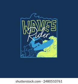 Waves rider surfing summer graphic tee